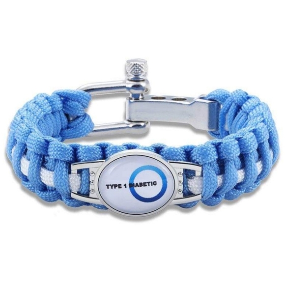 Type 1 and 2 Diabetes Adjustable Medical Bracelets ( pink/white blue/white ) - Picture 2 of 4